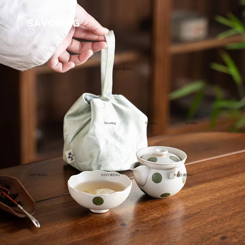 Korean Tea Set - Set Teh Gaiwan Lukisan Tangan Motif