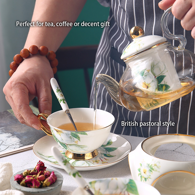Set Teh Cina Tulang Camellia P - Korean Tea Set ulasan dan harga