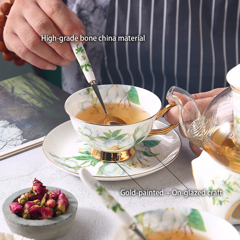 Set Teh Cina Tulang Camellia P - Korean Tea Set ulasan dan harga