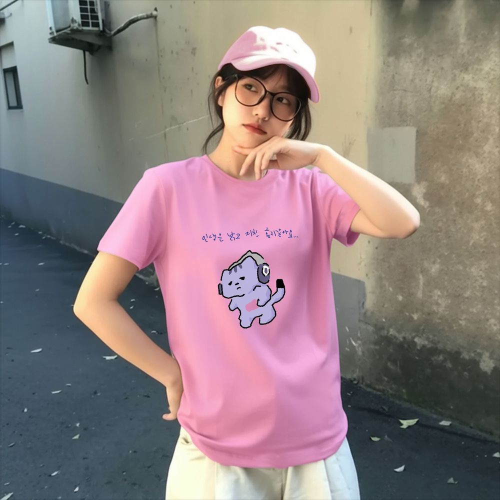 Kaus Gambar Kucing Emo Ungu de - Korean Lifestyle Aesthetic ulasan dan harga