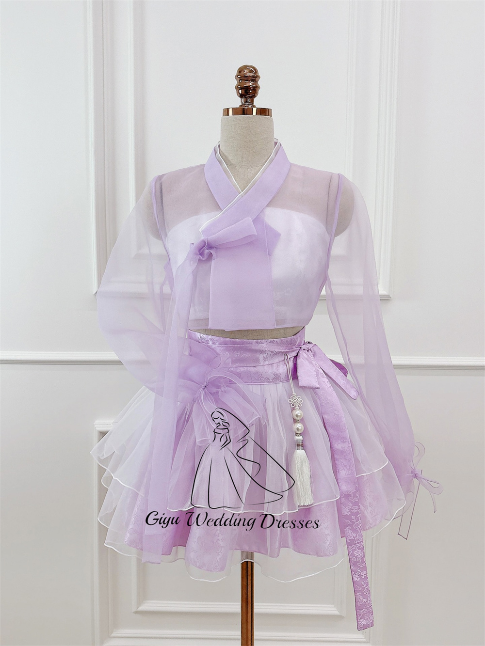 Gaun Mini Hanbok Ungu Giyu Rok - Korean Tea Set ulasan dan harga