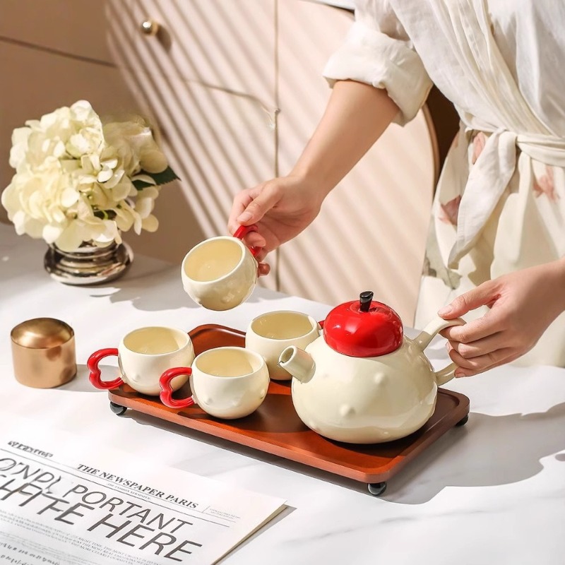 Set Teh Keramik Bentuk Apel Ka - Korean Tea Set ulasan dan harga