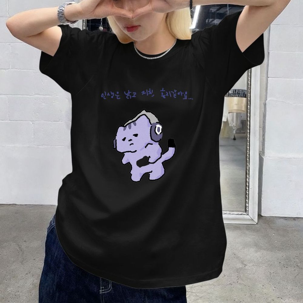 Kaus Gambar Cetak Teks Lucu 'L - Korean Lifestyle Aesthetic ulasan dan harga